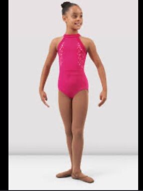 Bloch Girls' Pink Halter Back Keyhole Dance Leotard
